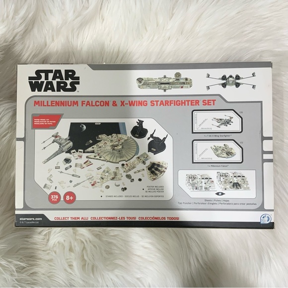 Star Wars MILLENNIUM FALCON & X-WING STARFIGHTER SET Paper Model Kit - Picture 2 of 2